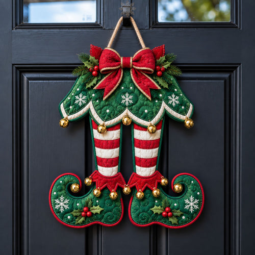 Christmas Elf Legs Custom Shape Quilted Door Hanger GFTOHNL3408