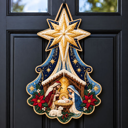 Nativity Star Custom Shape Quilted Door Hanger GFTOHNL3410