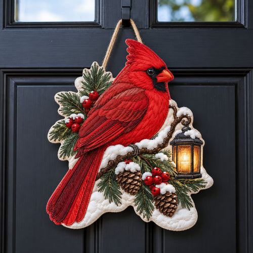 Winter Cardinal Custom Shape Quilted Door Hanger GFTOHNL3412