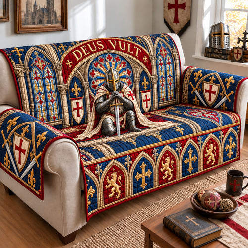 Deus Vult Knight Quilted Sofa Cover GFTOHNL3436