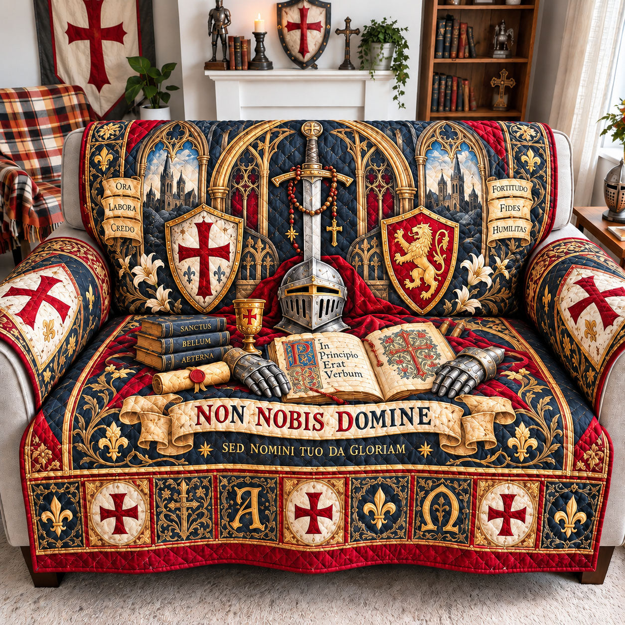 Templar Faith Quilted Sofa Cover GFTOHNL3437