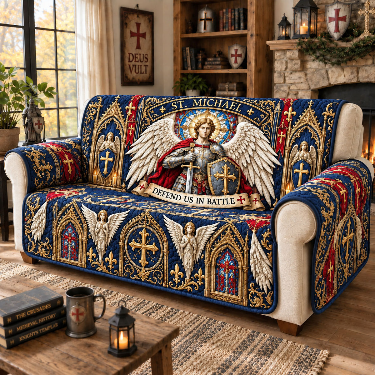 Saint Michael Quilted Sofa Cover GFTOHNL3440