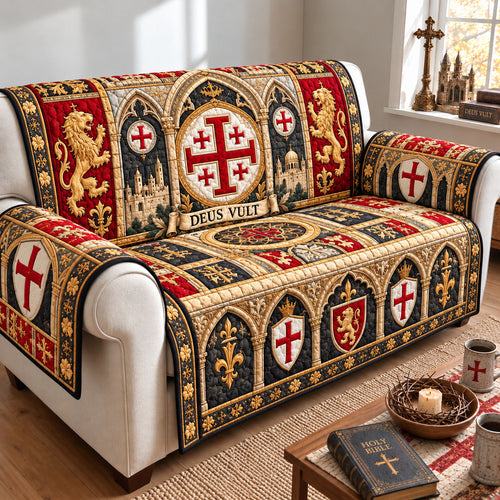 Deus Vult Cross Quilted Sofa Cover GFTOHNL3441