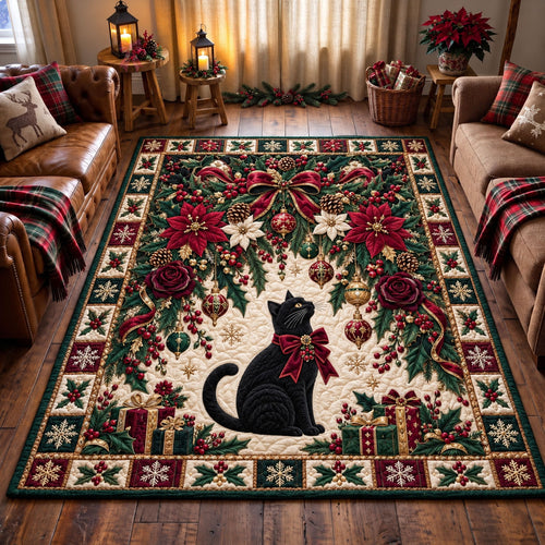 Black Cat Christmas Area Rug GFTOHNL3443