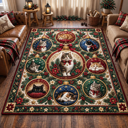 Christmas Cat Ornaments Area Rug GFTOHNL3448