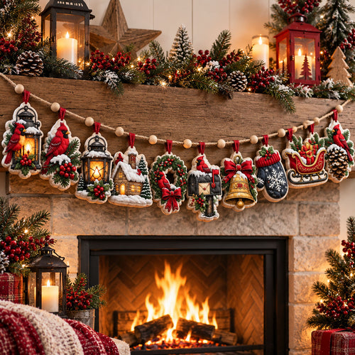 Christmas Cardinal Custom Shape Quilted Garland GFTOHNL3454
