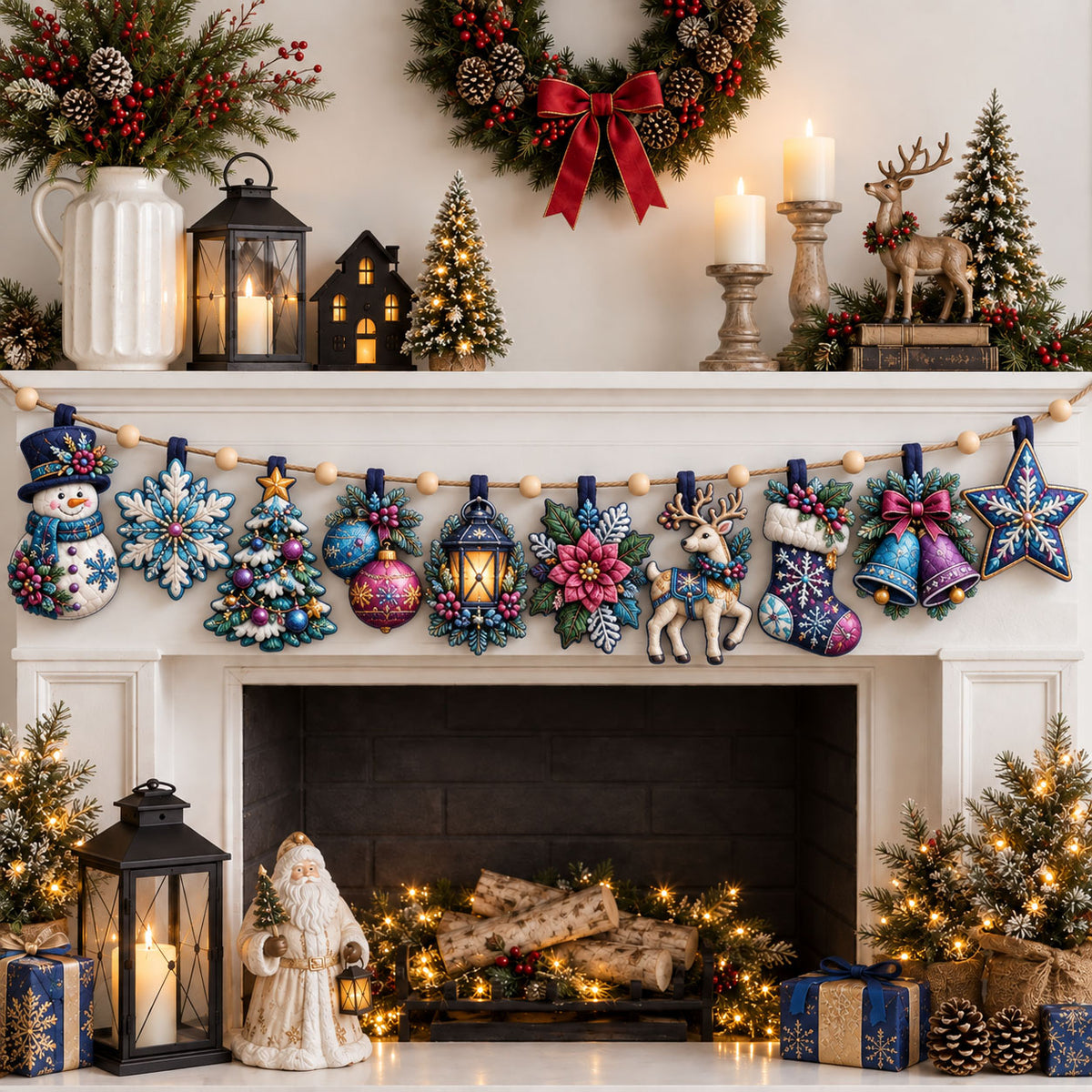 Winter Christmas Custom Shape Quilted Garland GFTOHNL3455