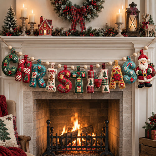 Christmas Letters Custom Shape Quilted Garland GFTOHNL3456