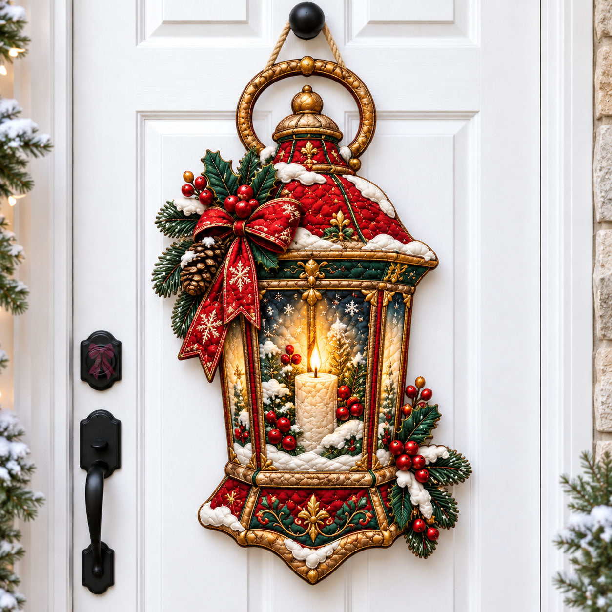 Christmas Lantern Custom Shape Quilted Door Hanger GFTOHNL3457