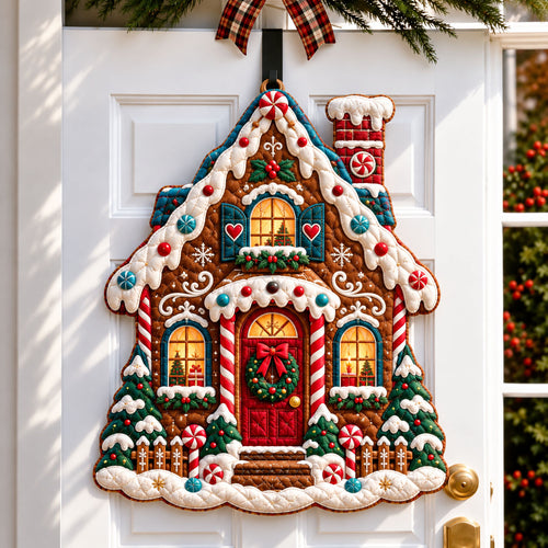 Gingerbread House Custom Shape Quilted Door Hanger GFTOHNL3462