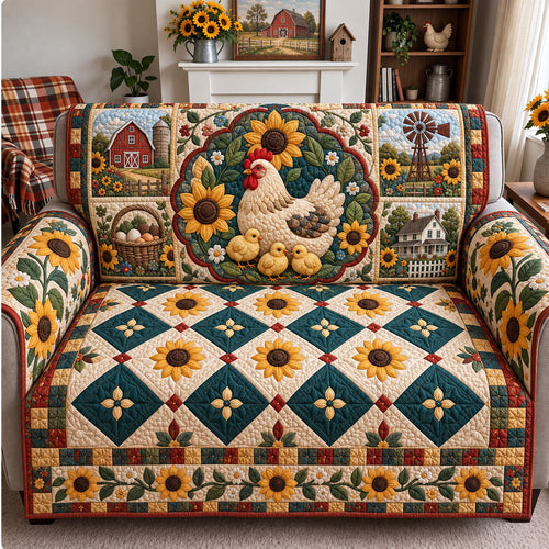 Hen And Chicks Quilted Sofa Cover GFTOHNL3489