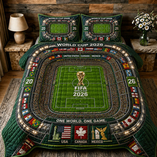 FIFA 2026 Mega Stadium 3-Piece Quilted Bedding Set GFTOHNL349