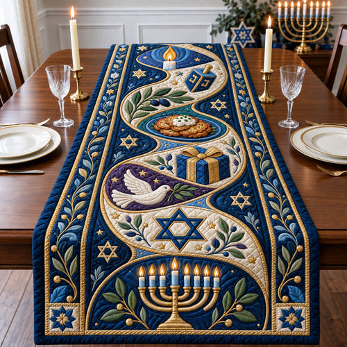 Hanukkah Blessings Quilted Table Runner GFTOHNL3493
