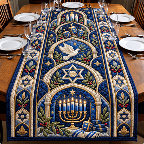 Hanukkah Peace Quilted Table Runner GFTOHNL3495