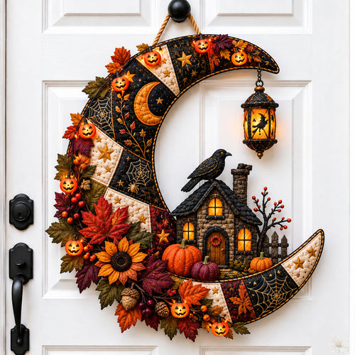 Halloween Moon House Custom Shape Quilted Door Hanger GFTOHNL3499