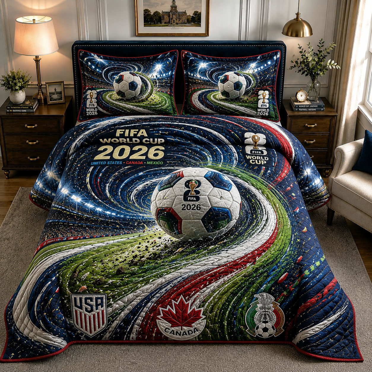 FIFA 2026 Cosmic Match 3-Piece Quilted Bedding Set GFTOHNL350