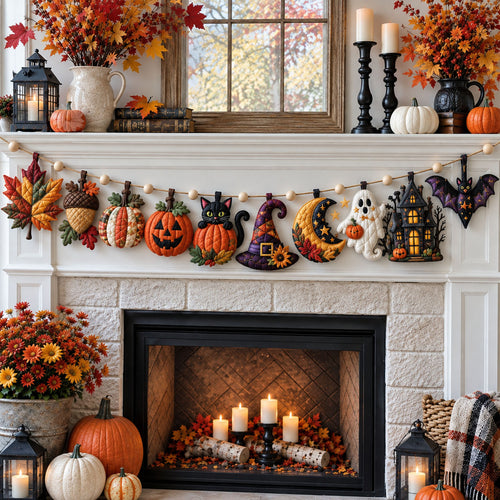 Halloween Pumpkin Garland Custom Shape Quilted Garland GFTOHNL3506