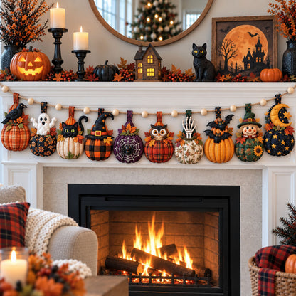 Spooky Pumpkin Friends Custom Shape Quilted Garland GFTOHNL3507