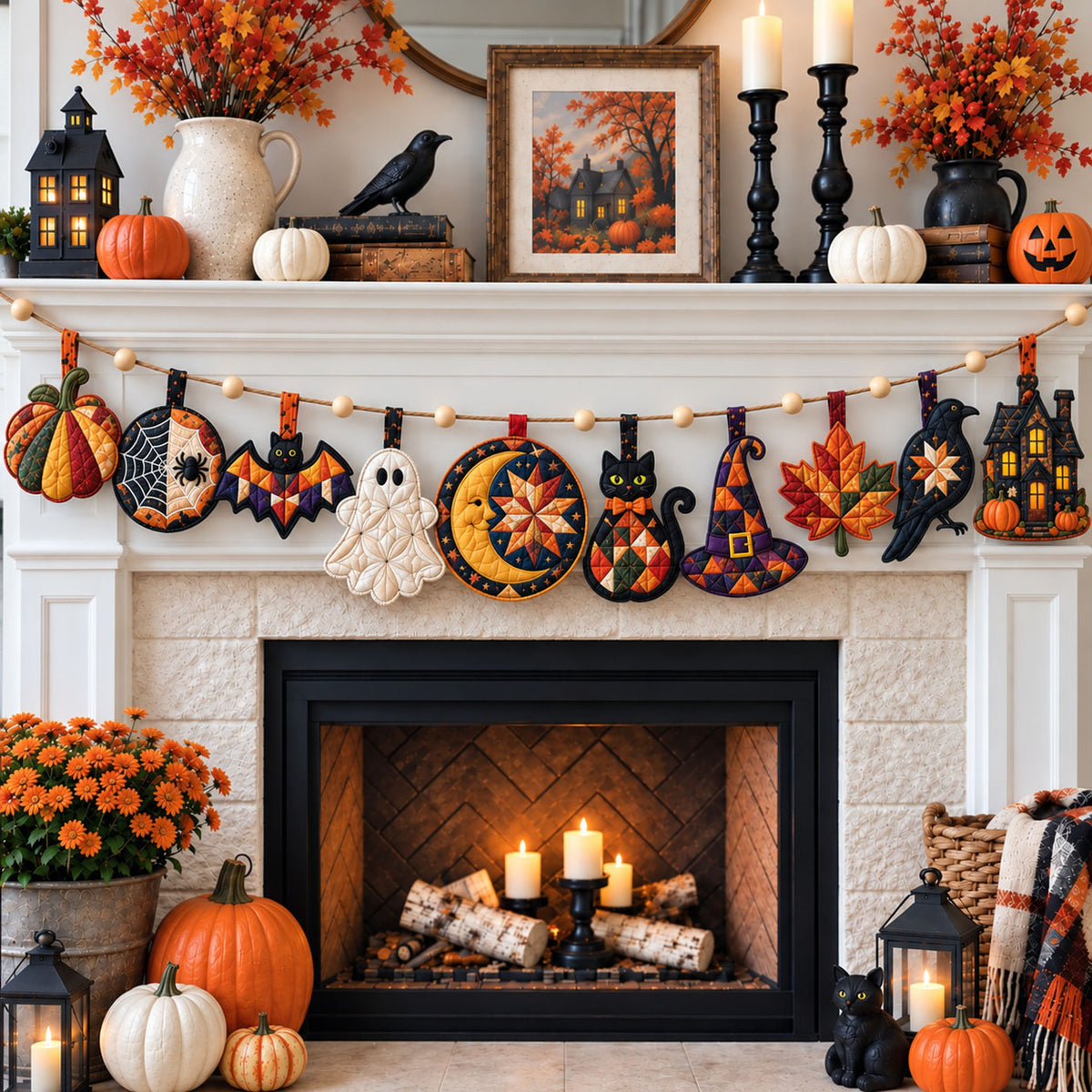 Autumn Halloween Garland Custom Shape Quilted Garland GFTOHNL3508