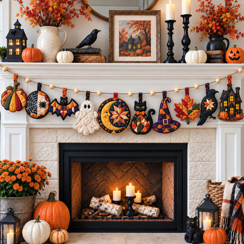 Autumn Halloween Garland Custom Shape Quilted Garland GFTOHNL3508