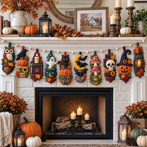 Witchy Autumn Magic Custom Shape Quilted Garland GFTOHNL3509