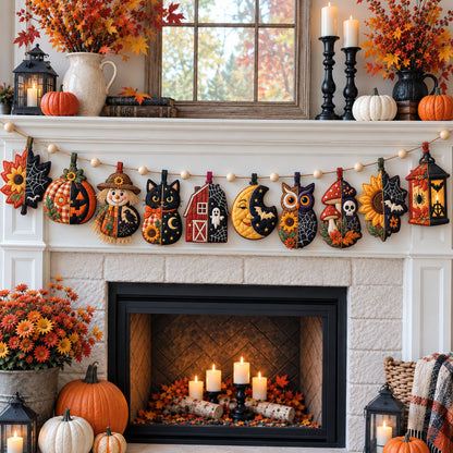 Halloween Harvest Friends Custom Shape Quilted Garland GFTOHNL3511