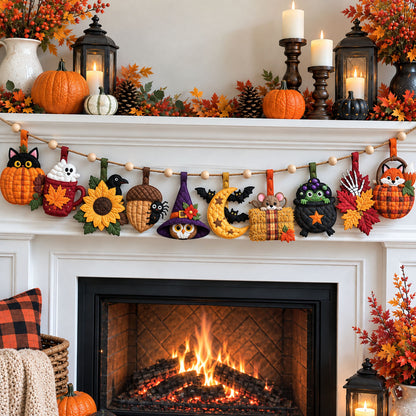 Cozy Spooky Autumn Custom Shape Quilted Garland GFTOHNL3512