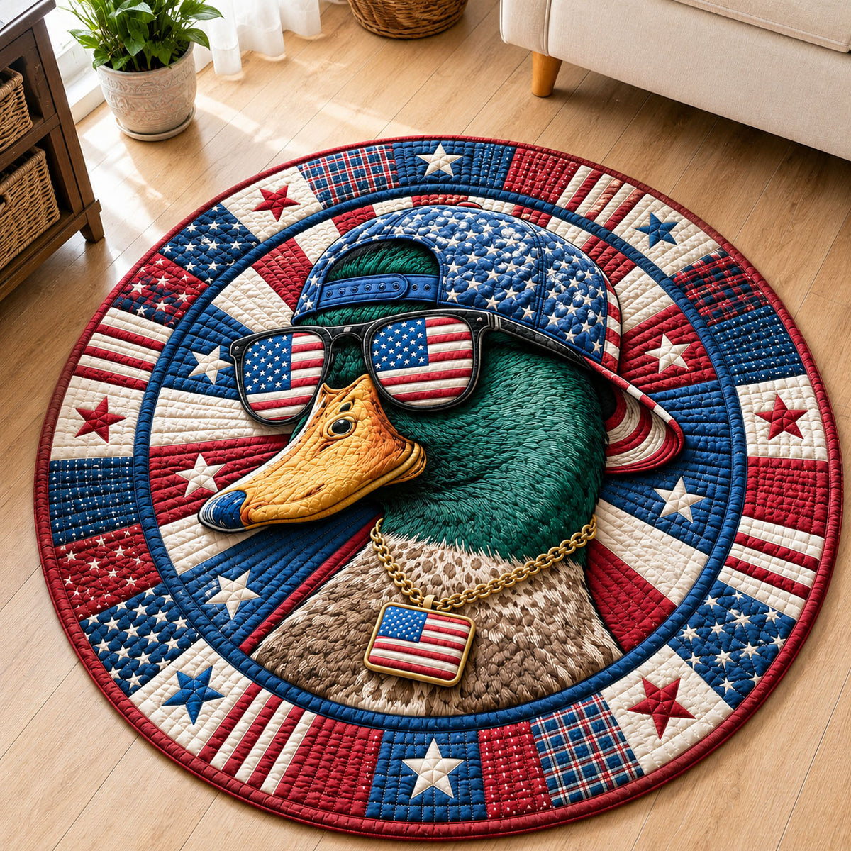 Patriotic Mallard Swagger Quilted Round Mat GFTOHNL353