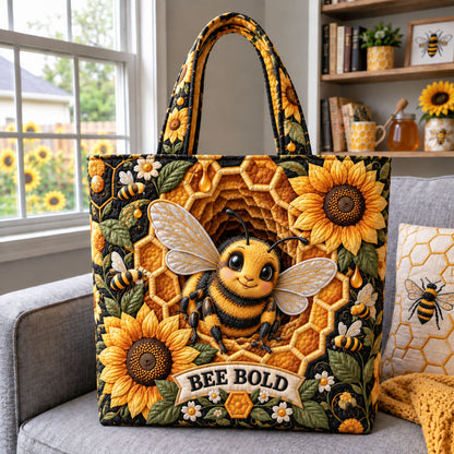 Bee Bold Sunflower Quilted Tote Bag GFTOHNL3541