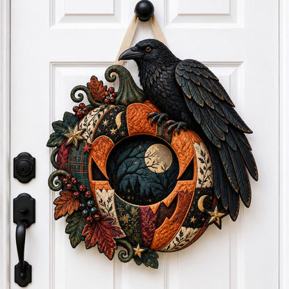 Raven Moon Pumpkin Custom Shape Quilted Door Hanger GFTOHNL3551