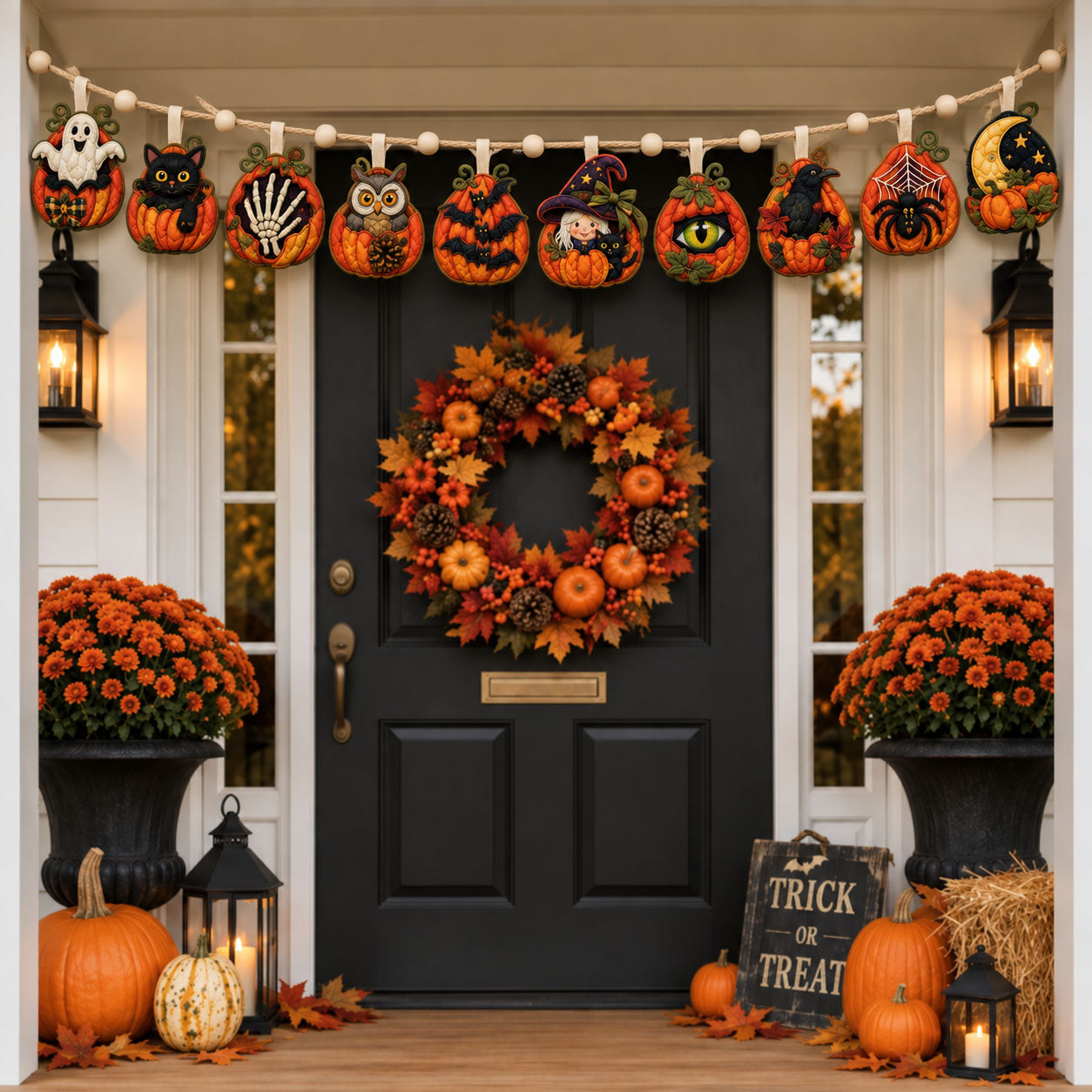 Pumpkin Halloween Crew Custom Shape Quilted Garland GFTOHNL3557