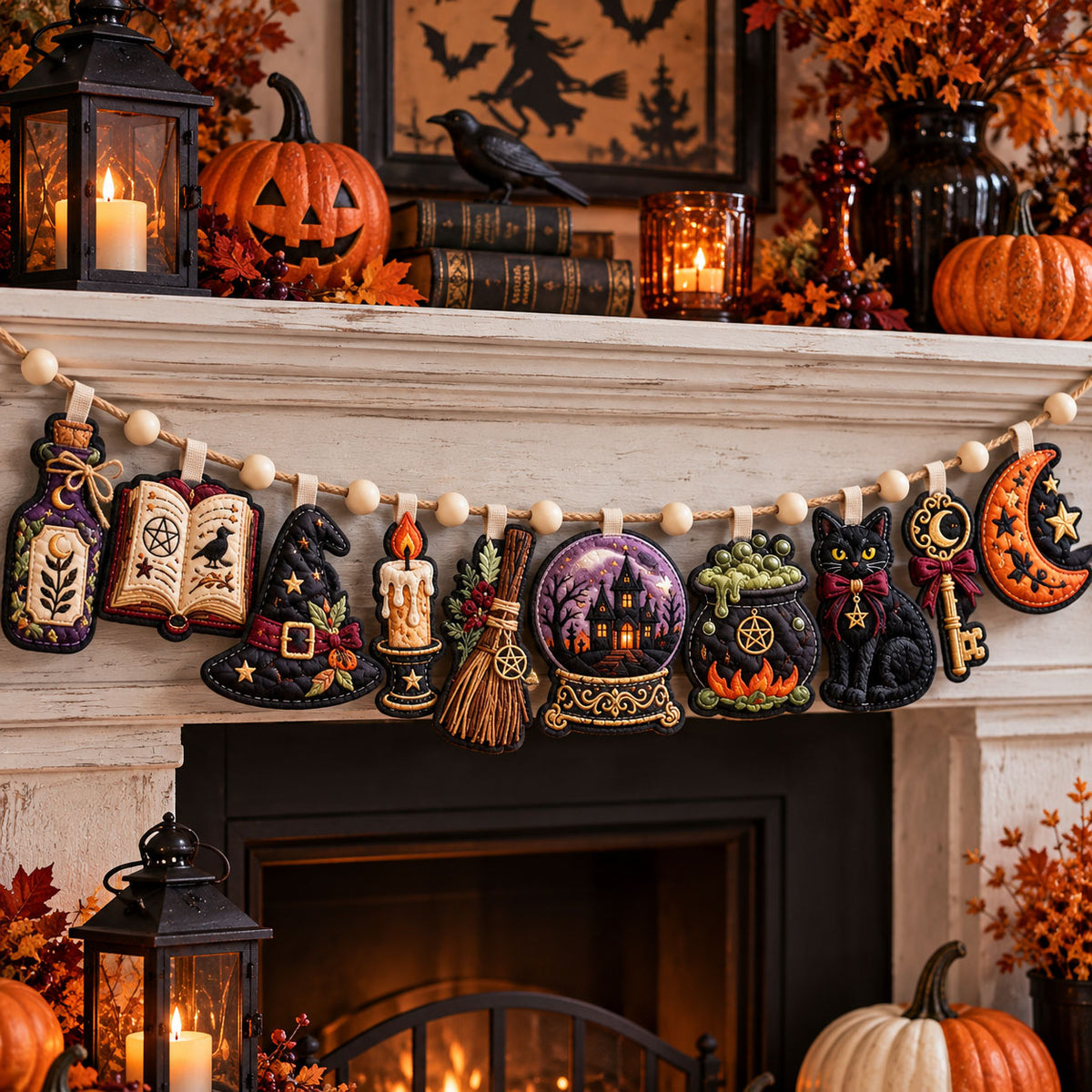 Witchy Magic Night Custom Shape Quilted Garland GFTOHNL3558