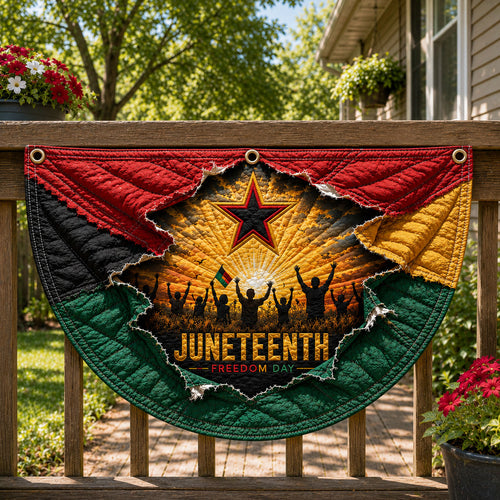 Juneteenth Freedom Day Torn Fan Flag GFTOHNL362