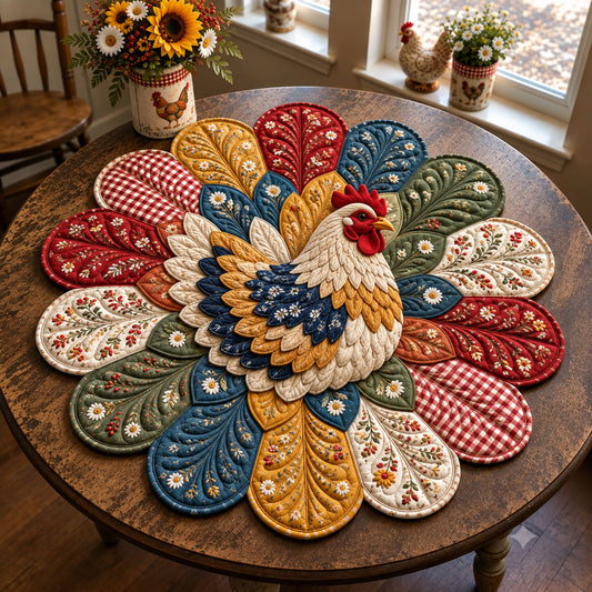 Country Patchwork Hen Custom Shape Quilted Table Topper GFTOHNL3633