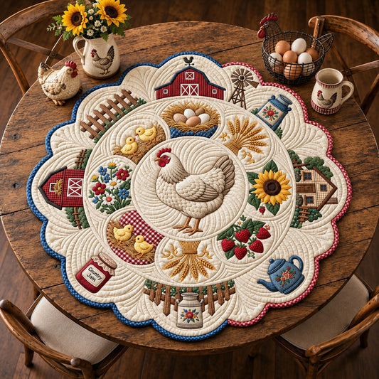 Farm Chicken Life Custom Shape Quilted Table Topper GFTOHNL3634