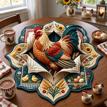 Rooster Farm Garden Custom Shape Quilted Table Topper GFTOHNL3637