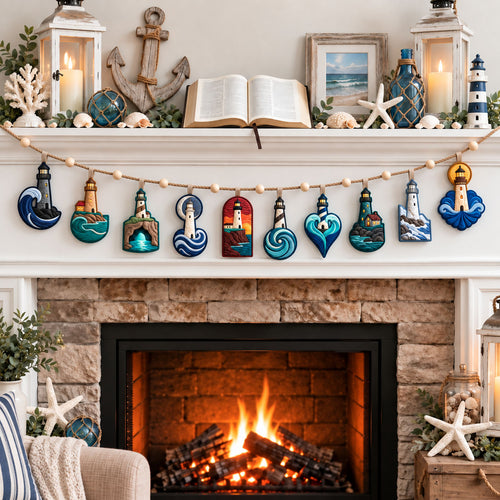 Coastal Lighthouse Custom Shape Quilted Garland GFTOHNL3644