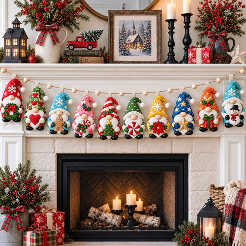 Christmas Gnome Cheer Custom Shape Quilted Garland GFTOHNL3646
