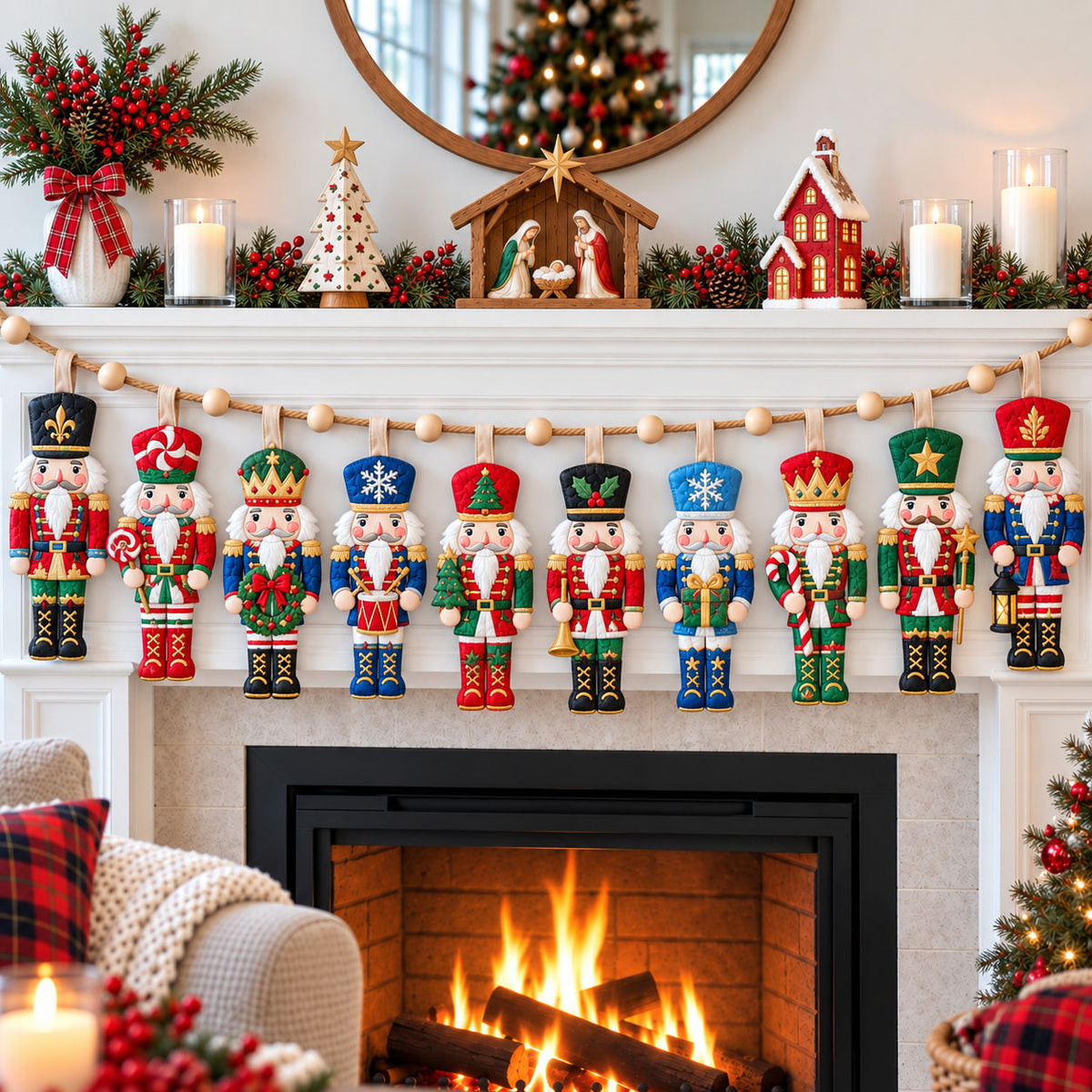 Christmas Nutcracker Parade Custom Shape Quilted Garland GFTOHNL3651