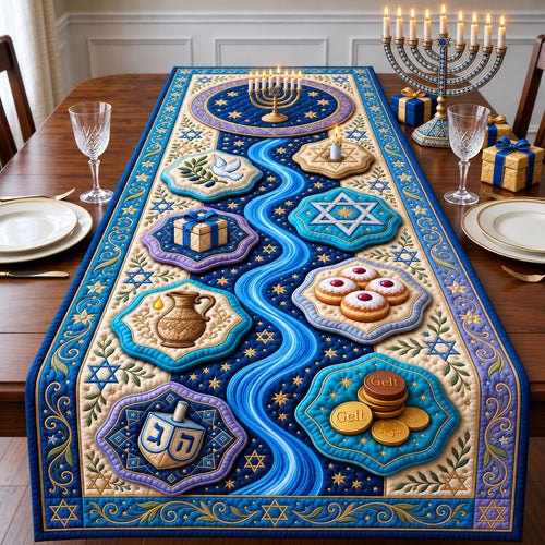 Hanukkah Celebration Path Quilted Table Runner GFTOHNL3654