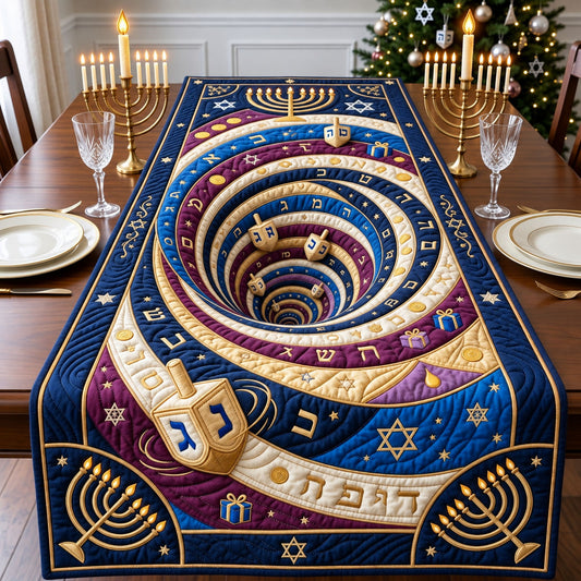 Hanukkah Spiral Lights Quilted Table Runner GFTOHNL3655
