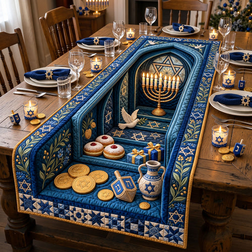 Hanukkah Sacred Glow Quilted Table Runner GFTOHNL3657