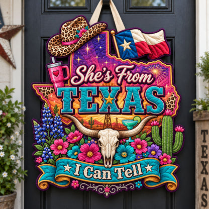 Texas Cowgirl Spirit Custom Shape Quilted Door Hanger GFTOHNL3682