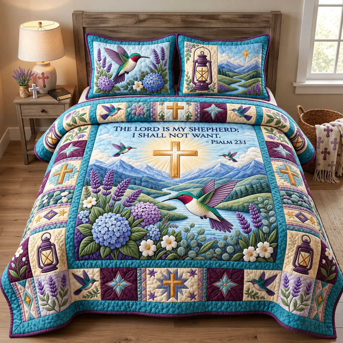 The Lord Is My Shepherd 3-Piece Quilted Bedding Set GFTOHNL3686