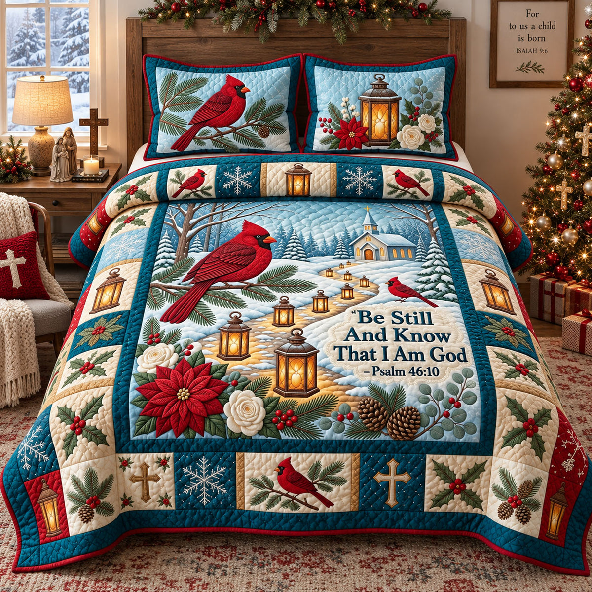 Be Still And Know 3-Piece Quilted Bedding Set GFTOHNL3687