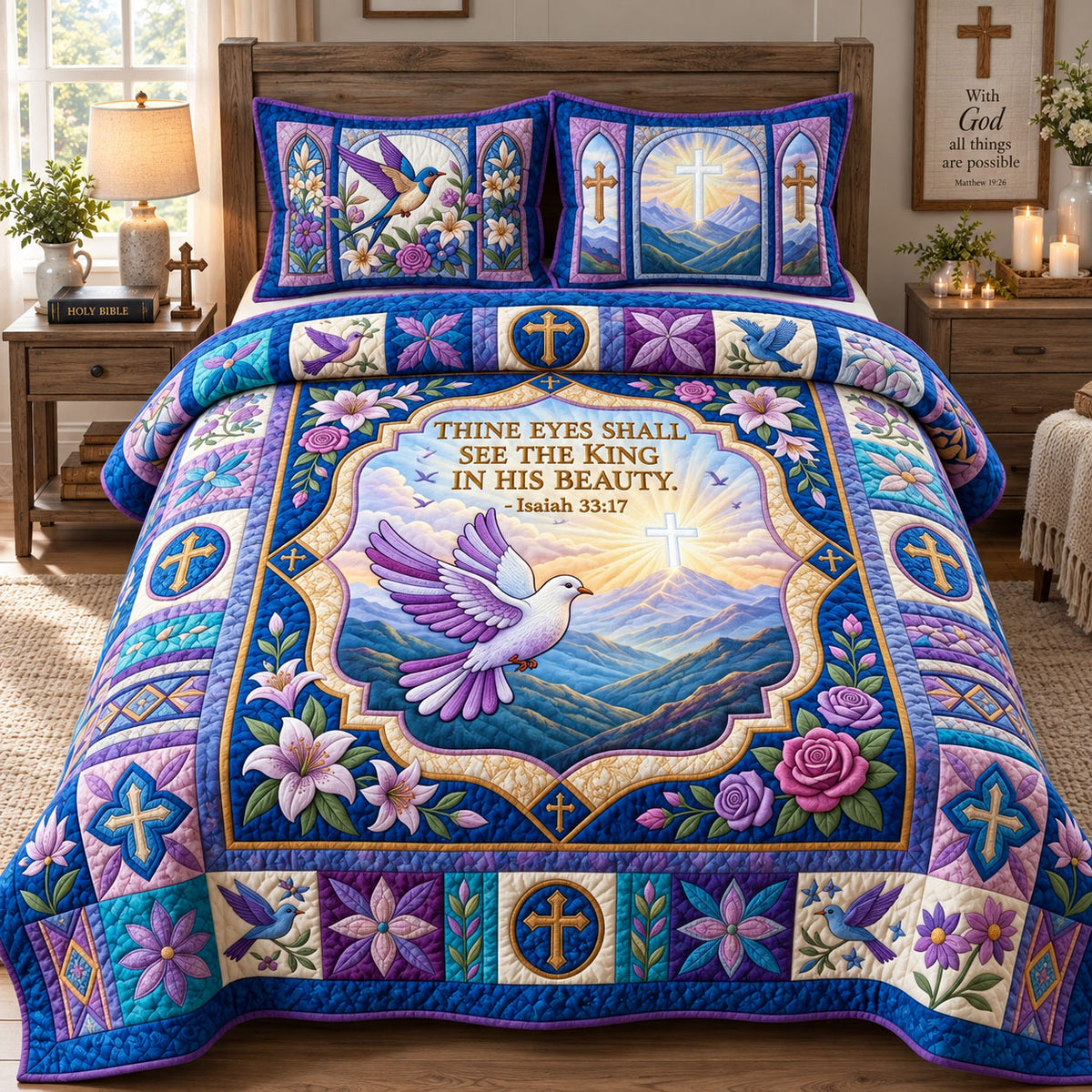 See The King In His Beauty 3-Piece Quilted Bedding Set GFTOHNL3690