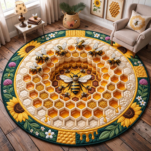 Honeybee Garden Quilted Round Mat GFTOHNL3693