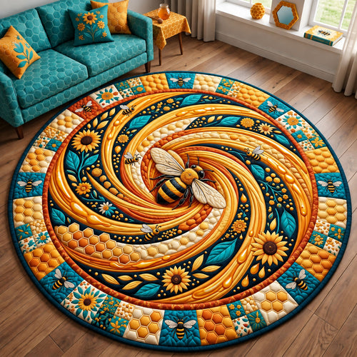 Honeybee Swirl Quilted Round Mat GFTOHNL3696