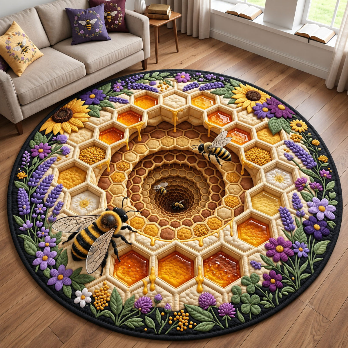 Lavender Honeycomb Quilted Round Mat GFTOHNL3697