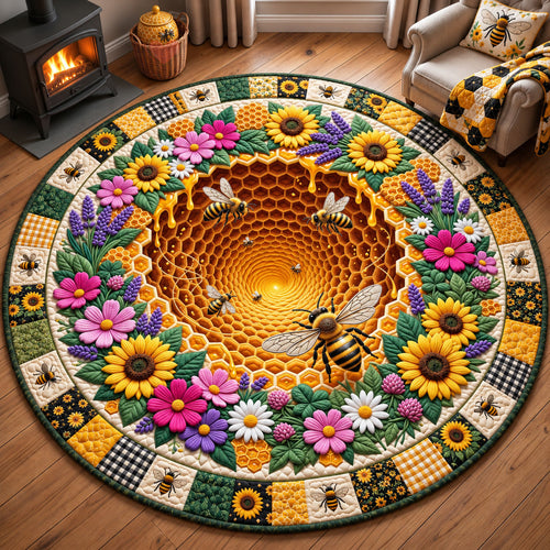 Floral Honeybee Tunnel Quilted Round Mat GFTOHNL3699